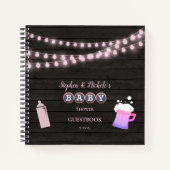 ベビー素朴はピンクの赤ちゃんシャワーのゲストブックを醸造 ノートブック (正面)