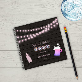 ベビー素朴はピンクの赤ちゃんシャワーのゲストブックを醸造 ノートブック