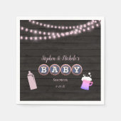 ベビー素朴はピンクの赤ちゃんシャワーを醸造している スタンダードカクテルナプキン (正面)