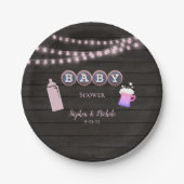ベビー素朴はピンクの赤ちゃんシャワーを醸造している ペーパープレート (正面)
