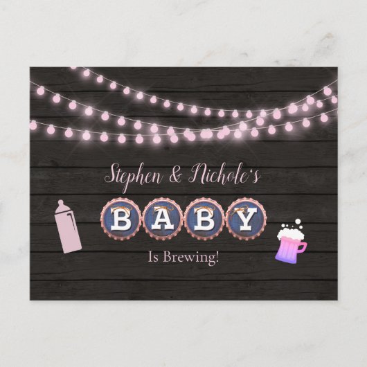 ベビー素朴はピンクの赤ちゃんシャワーを醸造している ポストカード (正面)