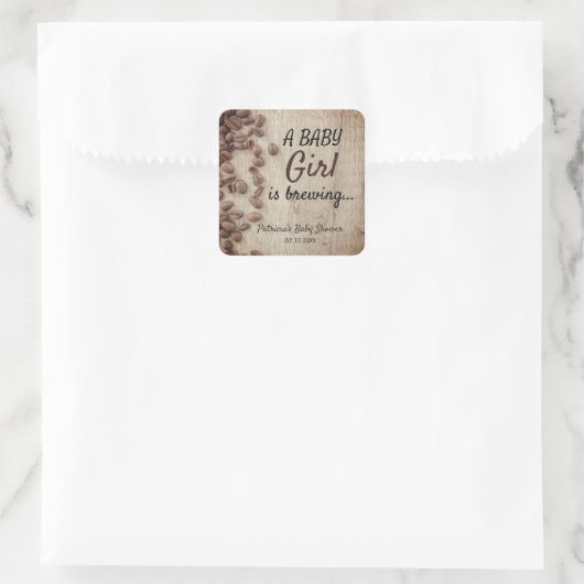 ベビー素朴は女の子コーヒーベビーシャワーを醸造している スクエアシール (バッグ)