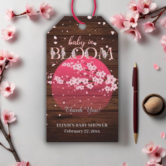 ベビー素朴イン開花桜さくらんぼブロッサム ギフトタグ