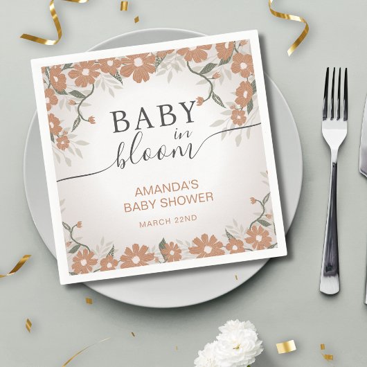 ベビー素朴イン開花花デイジーシャワー スタンダードカクテルナプキン