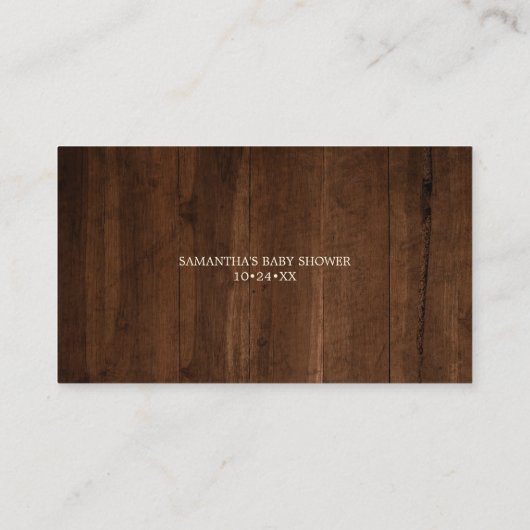 ベビー素朴カボチャ赤ちゃんシャワー用木本 エンクロージャーカード (裏面)