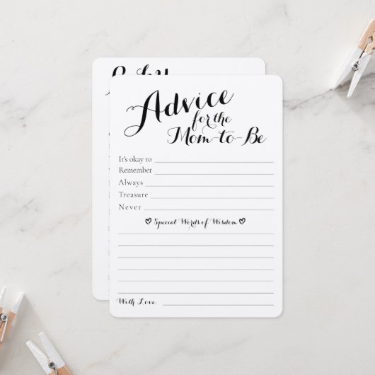 ベビー素朴シャワーアドバイス&予測フラットカード (正面/裏面インサイチュ)