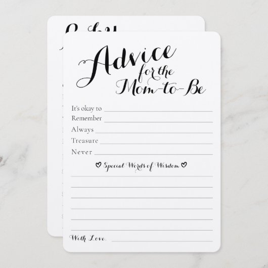 ベビー素朴シャワーアドバイス&予測フラットカード (正面/裏面)