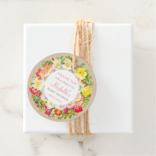 ベビー素朴シャワーヴィンテージフローラリースリネン フェイバータグ (インサイチュ)