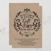 ベビー素朴シャワー招待状、タイポグラフィオンクラフト 招待状 (正面/裏面)