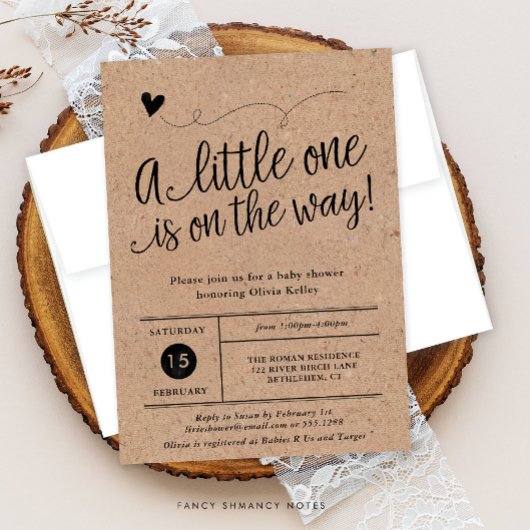 ベビー素朴シャワー、クラフト男女兼用、 招待状