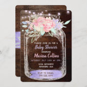 ベビー素朴シャワー、メイソン·ジャー·ライトBohoフローラ 招待状 (正面/裏面)