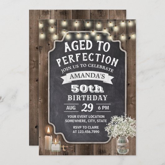 ベビー素朴ズブレスジャーバーンウッド50th誕生日 招待状 (正面/裏面)