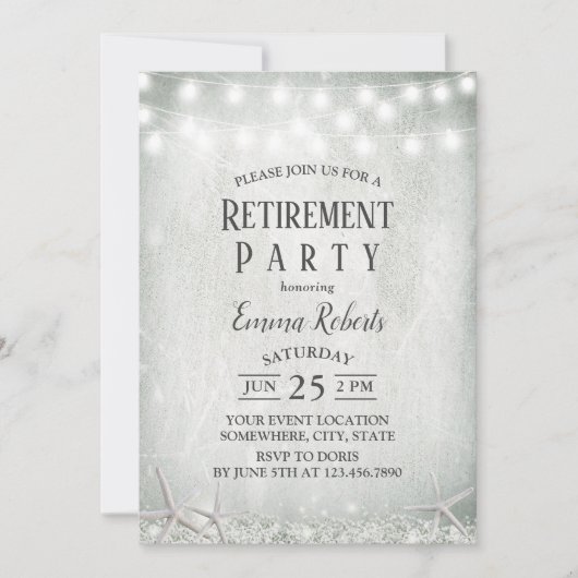 ベビー素朴ズブレスビーチヒトデ退職 招待状 (正面)