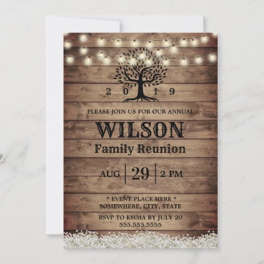 ベビー素朴ズブレスファミリーツリーファミリー懇親会 招待状 (正面)