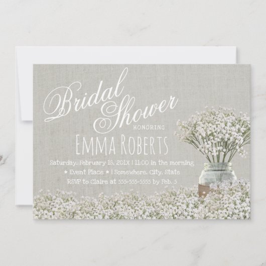 ベビー素朴ズブレスメイソンジャーブライダルシャワー 招待状 (正面)