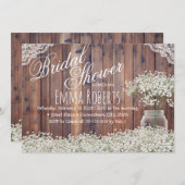 ベビー素朴ズブレスメイソンジャールレースブライダルシャワー 招待状 (正面/裏面)