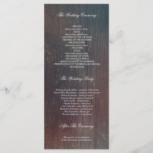 ベビー素朴ズブレスメイソンジャー結婚式 プログラム (裏面)