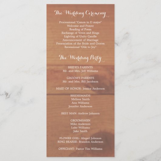 ベビー素朴ズブレスメイソンジャー結婚式 プログラム (裏面)