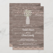 ベビー素朴ズ呼吸メイソンジャーブライダルシャワー 招待状 (正面/裏面)