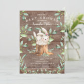 ベビー素朴バニーバニーママ赤ちゃんシャワー 招待状 (スタンド正面)