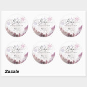 ベビー素朴ピンクの赤ちゃんシャワー外は寒い ラウンドシール (シート)