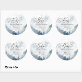 ベビー素朴ブルーの赤ちゃんシャワー外は寒い ラウンドシール (シート)