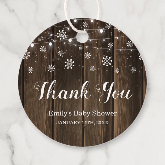 ベビー素朴冬の赤ちゃんシャワー外は寒い フェイバータグ (裏面)