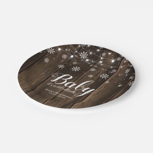 ベビー素朴冬の赤ちゃんシャワー外は寒い ペーパープレート (アングル)