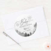 ベビー素朴外の灰色のベビーシャワーは寒い ラウンドシール (封筒)