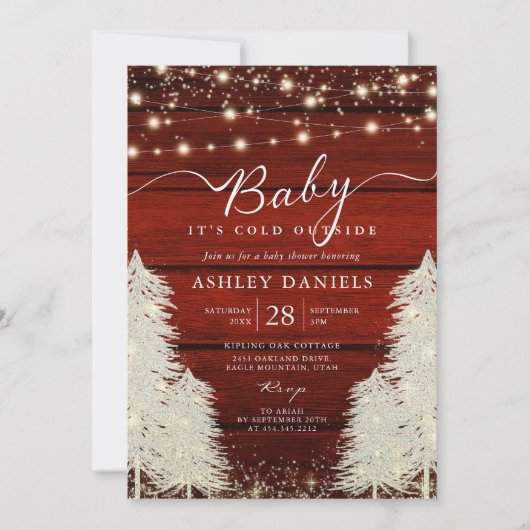ベビー素朴外の赤ちゃんシャワーが冷たい 招待状 (正面)