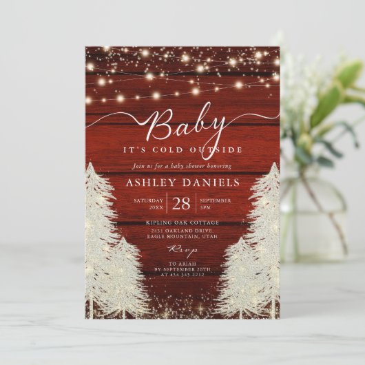 ベビー素朴外の赤ちゃんシャワーが冷たい 招待状 (スタンド正面)