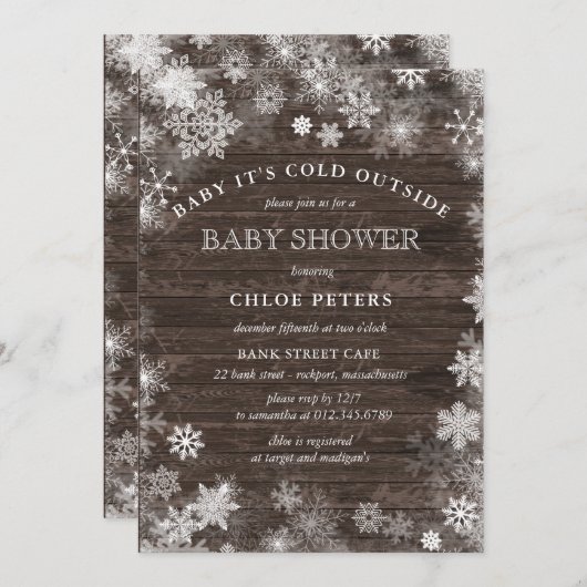 ベビー素朴外の赤ちゃんシャワーが冷たい 招待状 (正面/裏面)