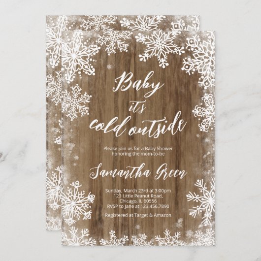 ベビー素朴外の赤ちゃんシャワーが冷たい 招待状 (正面/裏面)
