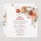 ベビー素朴振りかけるオレンジ色のワイルドフラワーベイビーシャワー 招待状 (正面/裏面)