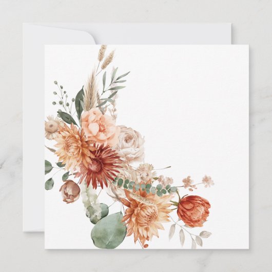 ベビー素朴振りかけるオレンジ色のワイルドフラワーベイビーシャワー 招待状 (裏面)