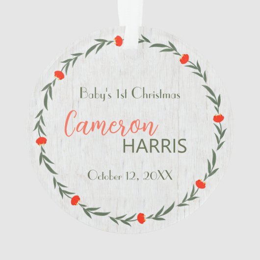 ベビー素朴第1回のクリスマス最高のギフト写真または名前 オーナメント (裏面)