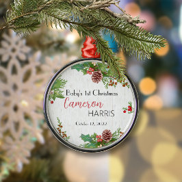 ベビー素朴第1回クリスマスホリー&パイン メタルオーナメント