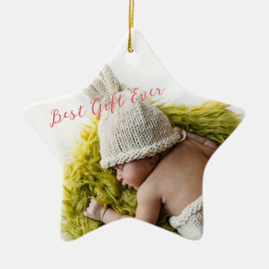 ベビー素朴第1回クリスマスマイルストーンフォト セラミックオーナメント (正面)