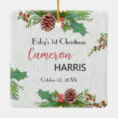 ベビー素朴第1回クリスマスマイルストーンフォト セラミックオーナメント (裏面)