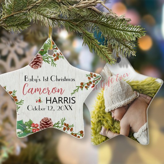 ベビー素朴第1回クリスマスマイルストーンフォト セラミックオーナメント