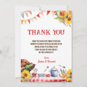 ベビー素朴-Qバーベキューピクニックサンフラワーサンフラワーありがとう 招待状 (正面)