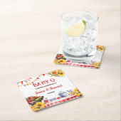 ベビー素朴-Qバーベキューピクニックサンフラワープレイド スクエアペーパーコースター (インサイチュ)