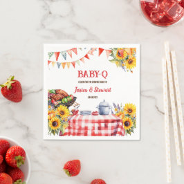 ベビー素朴-Qバーベキューピクニックサンフラワープレイド スタンダードカクテルナプキン