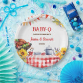 ベビー素朴-Qバーベキューピクニックサンフラワープレイド ペーパープレート (パーティー)