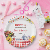 ベビー素朴-Qバーベキューピクニックサンフラワープレイド ペーパープレート (パーティー)