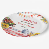 ベビー素朴-Qバーベキューピクニックサンフラワープレイド ペーパープレート (アングル)