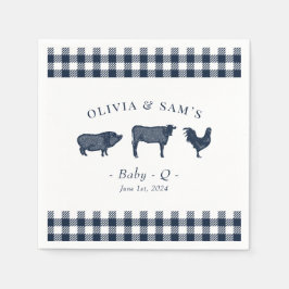 "ベビー素朴-Q" Blue Plaid BBQ Napkins スタンダードカクテルナプキン