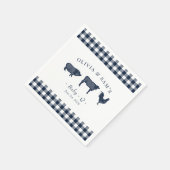 "ベビー素朴-Q" Blue Plaid BBQ Napkins スタンダードカクテルナプキン (角)