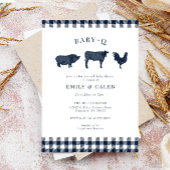 ベビー素朴Qブループレイドベビーシャワー招待状 招待状