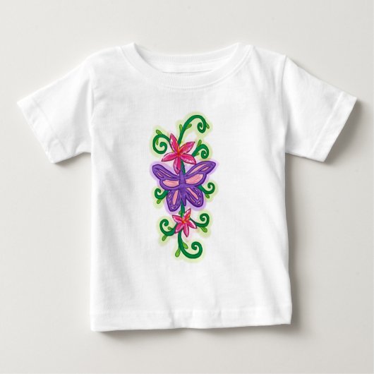 ベビー紫色の蝶シャツ ベビーTシャツ (正面)
